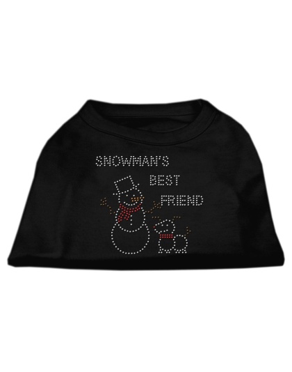 Snowman's Best Friend Rhinestone Shirt Black L