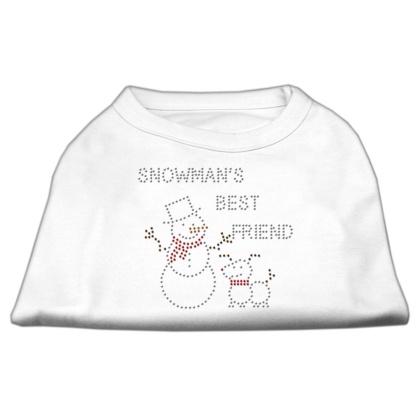 Snowman's Best Friend Rhinestone Shirt White L