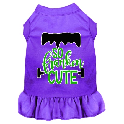 So Franken Cute Screen Print Dog Dress Purple 4X