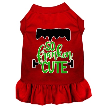 So Franken Cute Screen Print Dog Dress Red 4X