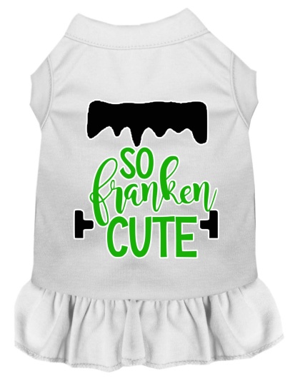 So Franken Cute Screen Print Dog Dress White 4X