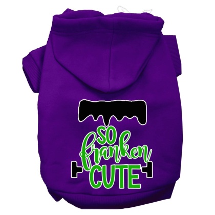 So Franken Cute Screen Print Dog Hoodie Purple L