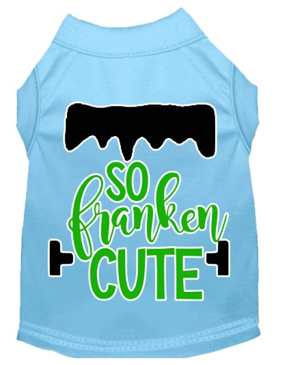 So Franken Cute Screen Print Dog Shirt Baby Blue Lg