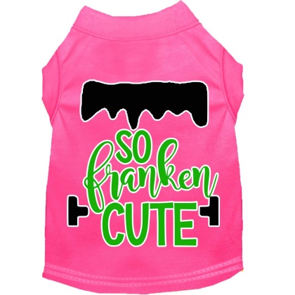 So Franken Cute Screen Print Dog Shirt Bright Pink Lg