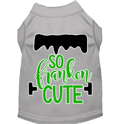 So Franken Cute Screen Print Dog Shirt Grey Lg