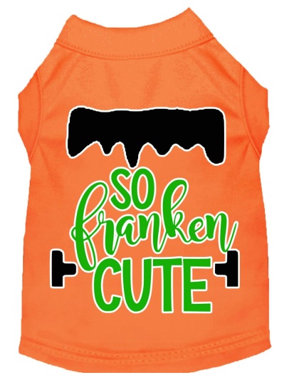 So Franken Cute Screen Print Dog Shirt Orange Lg