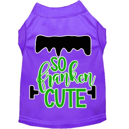 So Franken Cute Screen Print Dog Shirt Purple Lg