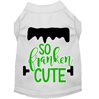 So Franken Cute Screen Print Dog Shirt White Lg