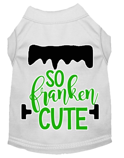 So Franken Cute Screen Print Dog Shirt White Lg