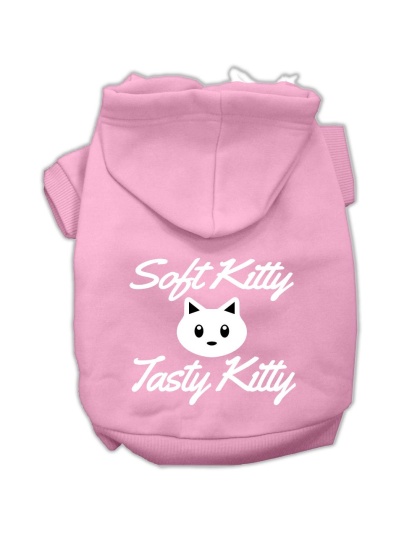 Softy Kitty, Tasty Kitty Screen Print Dog Pet Hoodies Light Pink Size Lg