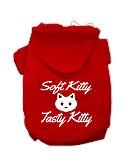 Softy Kitty, Tasty Kitty Screen Print Dog Pet Hoodies Red Size Lg