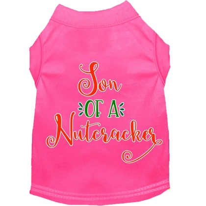 Son of a Nutcracker Screen Print Dog Shirt Bright Pink Lg