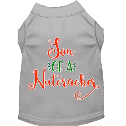 Son of a Nutcracker Screen Print Dog Shirt Grey Lg