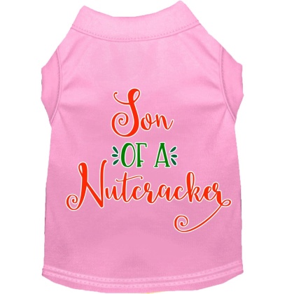Son of a Nutcracker Screen Print Dog Shirt Light Pink Lg