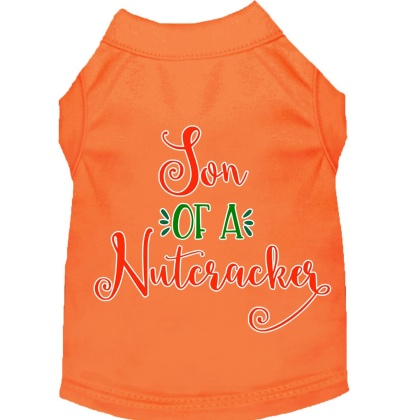 Son of a Nutcracker Screen Print Dog Shirt Orange Lg