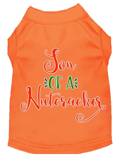 Son of a Nutcracker Screen Print Dog Shirt Orange Lg