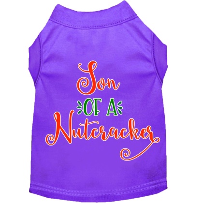 Son of a Nutcracker Screen Print Dog Shirt Purple Lg