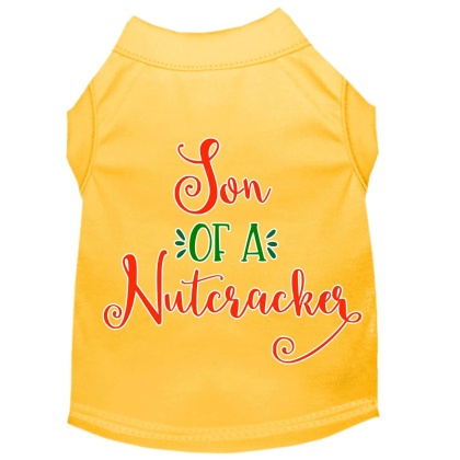 Son of a Nutcracker Screen Print Dog Shirt Yellow Lg