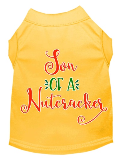 Son of a Nutcracker Screen Print Dog Shirt Yellow Lg