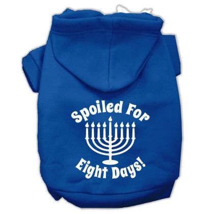 Spoiled for 8 Days Screenprint Dog Pet Hoodies Blue Size Lg