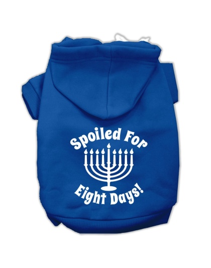 Spoiled for 8 Days Screenprint Dog Pet Hoodies Blue Size Lg