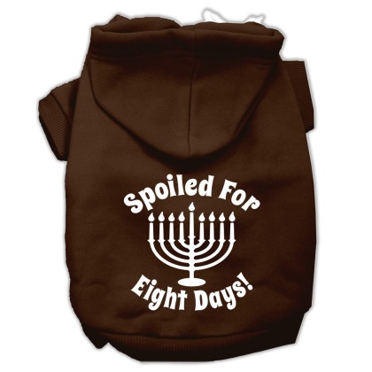 Spoiled for 8 Days Screenprint Dog Pet Hoodies Brown Size Lg