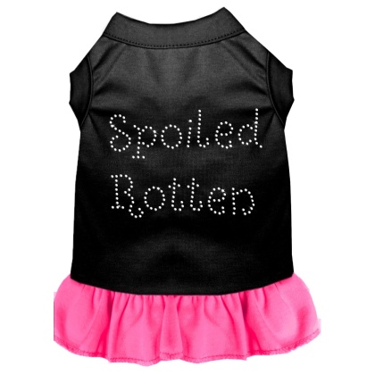 Spoiled Rotten Rhinestone Dress Black with Bright Pink Lg