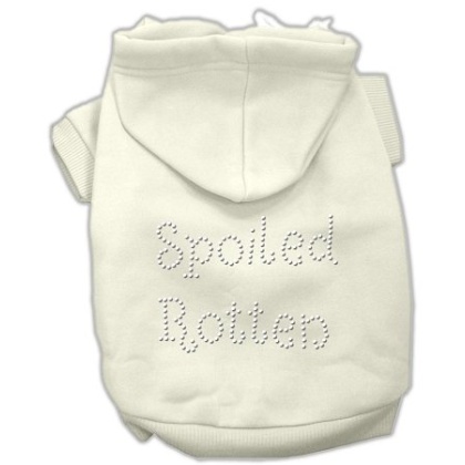 Spoiled Rotten Rhinestone Hoodie Cream L