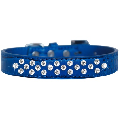 Sprinkles Clear Jewel Croc Dog Collar Blue Size 12