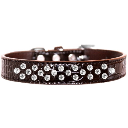 Sprinkles Clear Jewel Croc Dog Collar Chocolate Size 12