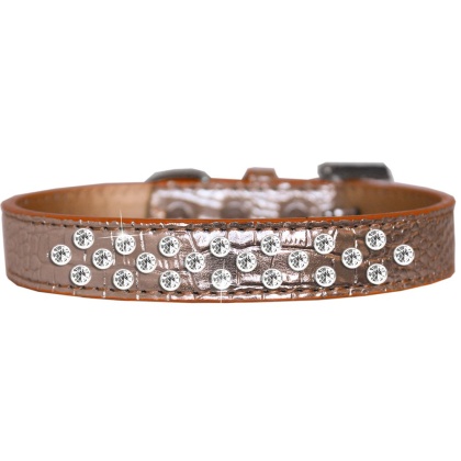 Sprinkles Clear Jewel Croc Dog Collar Copper Size 12