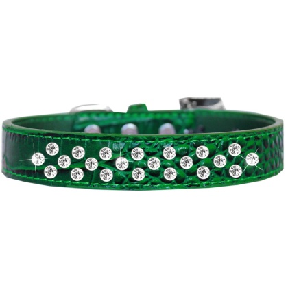 Sprinkles Clear Jewel Croc Dog Collar Emerald Green Size 12