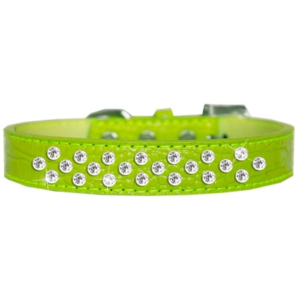 Sprinkles Clear Jewel Croc Dog Collar Lime Green Size 12