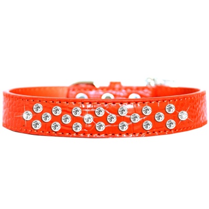 Sprinkles Clear Jewel Croc Dog Collar Orange Size 12