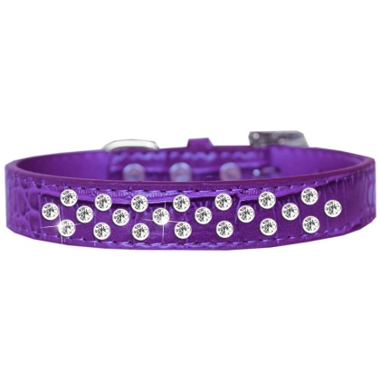 Sprinkles Clear Jewel Croc Dog Collar Purple Size 12