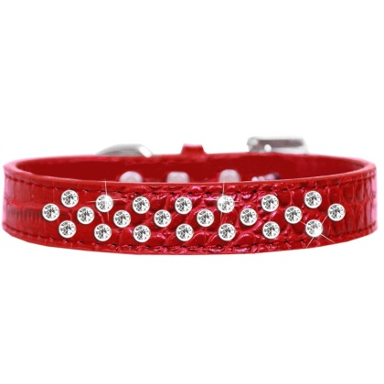 Sprinkles Clear Jewel Croc Dog Collar Red Size 12