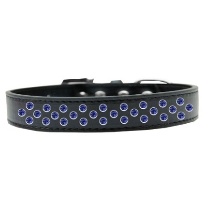 Sprinkles Dog Collar Blue Crystals Size 12 Black