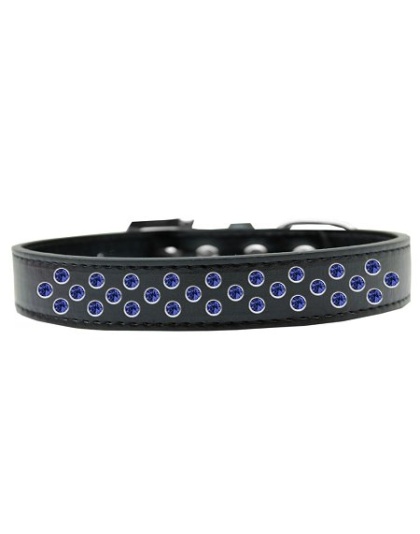 Sprinkles Dog Collar Blue Crystals Size 12 Black