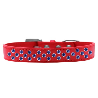 Sprinkles Dog Collar Blue Crystals Size 12 Red