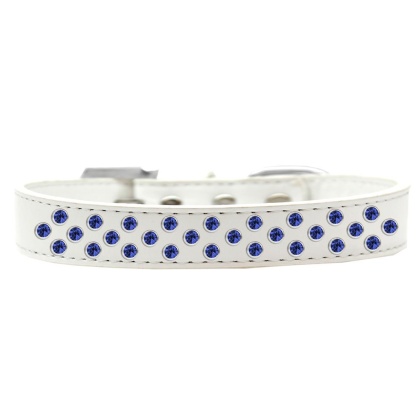 Sprinkles Dog Collar Blue Crystals Size 12 White