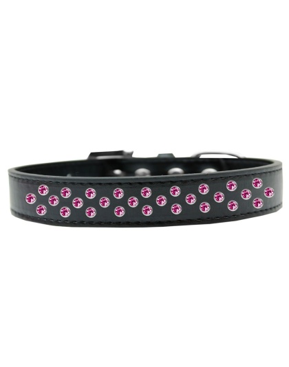 Sprinkles Dog Collar Bright Pink Crystals Size 12 Black