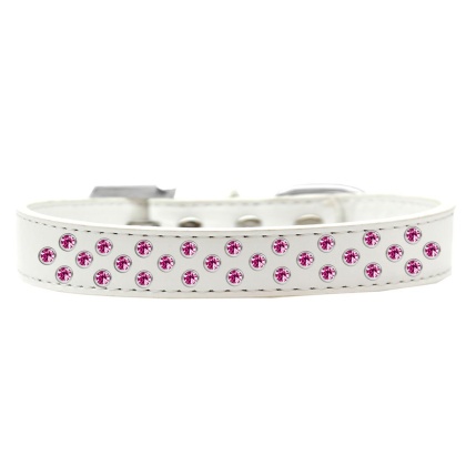 Sprinkles Dog Collar Bright Pink Crystals Size 12 White