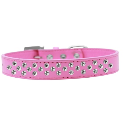Sprinkles Dog Collar Clear Crystals Size 12 Bright Pink
