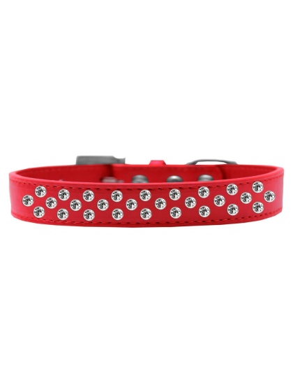 Sprinkles Dog Collar Clear Crystals Size 12 Red