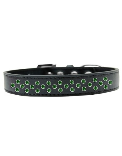 Sprinkles Dog Collar Emerald Green Crystals Size 12 Black