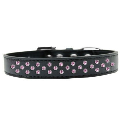 Sprinkles Dog Collar Light Pink Crystals Size 12 Black