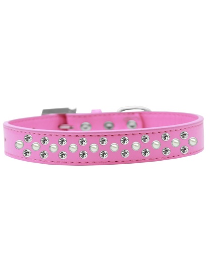 Sprinkles Dog Collar Pearl and Clear Crystals Size 12 Bright Pink