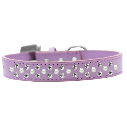 Sprinkles Dog Collar Pearl and Clear Crystals Size 12 Lavender