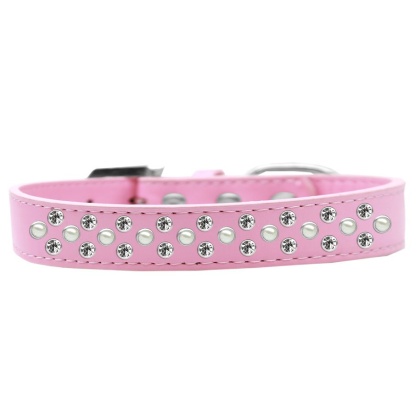 Sprinkles Dog Collar Pearl and Clear Crystals Size 12 Light Pink