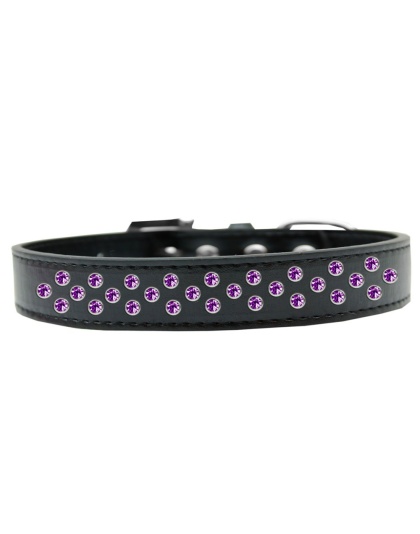 Sprinkles Dog Collar Purple Crystals Size 12 Black